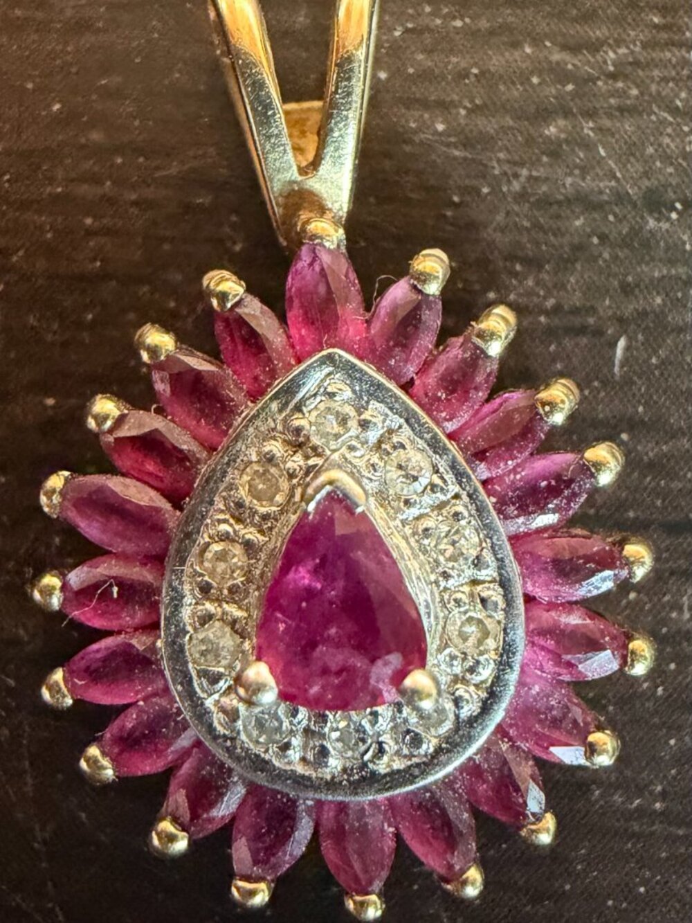 14K Yellow Gold Ruby and Diamond Ring Sz 7 w/ 10K Gold Ruby Pendant -Anniversary - Picture 2 of 14
